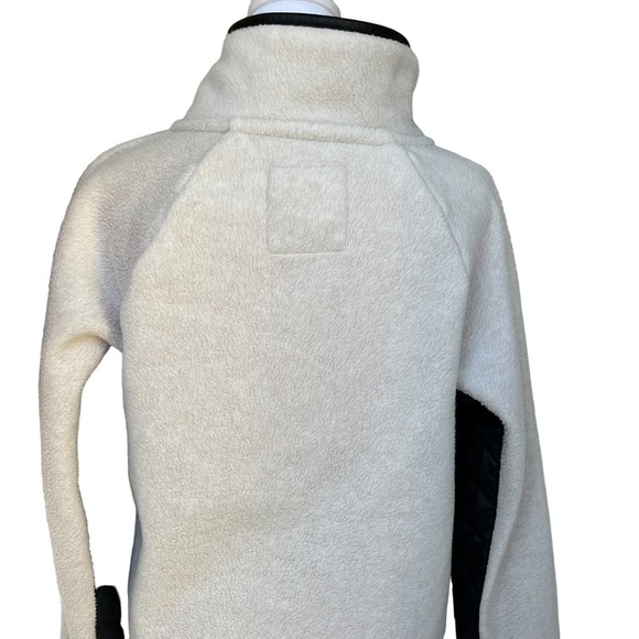 Abercrombie & Fitch - Asymmetrical Snap-Up Fleece White & Black Leather Sz Sm - Picture 5 of 6